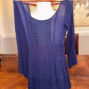 Navy Women's Mini Dress with scoop back Sz Small Dejavu